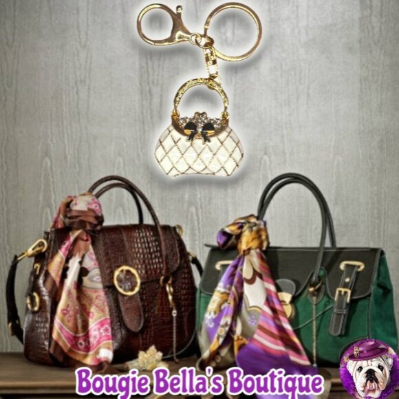 Sparkly Hobo Bag Rhinestone Bag Charm Key Chain 👜❤️💎 - Picture 3 of 5